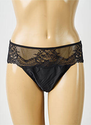 Tanga efect material satinat negru IMPLICITE femeie