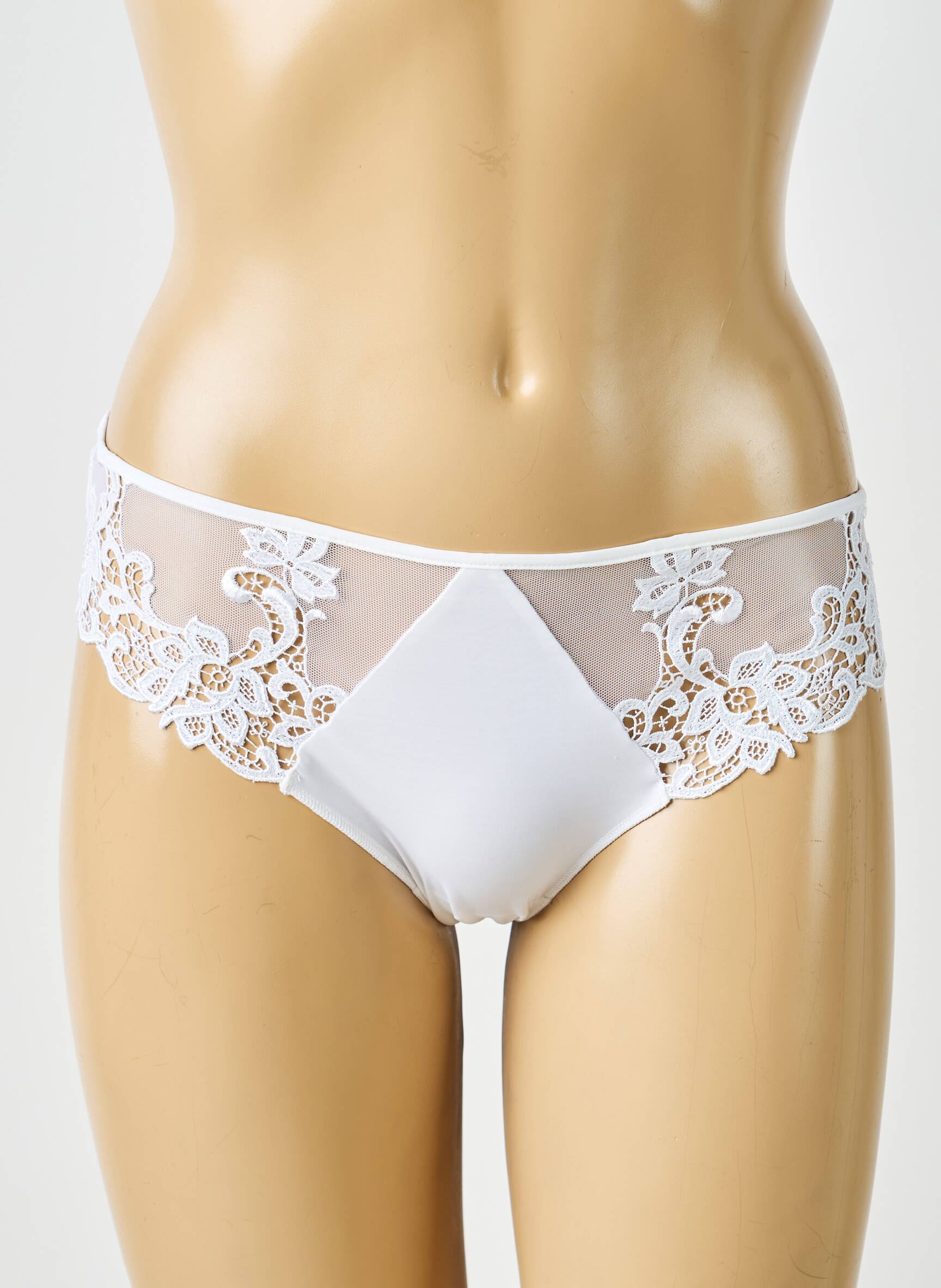 Chilot efect material satinat alb SIMONE PERELE femeie