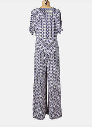 Salopetă-pantalon țesătură poplin mâneci scurte albastru SURKANA femeie