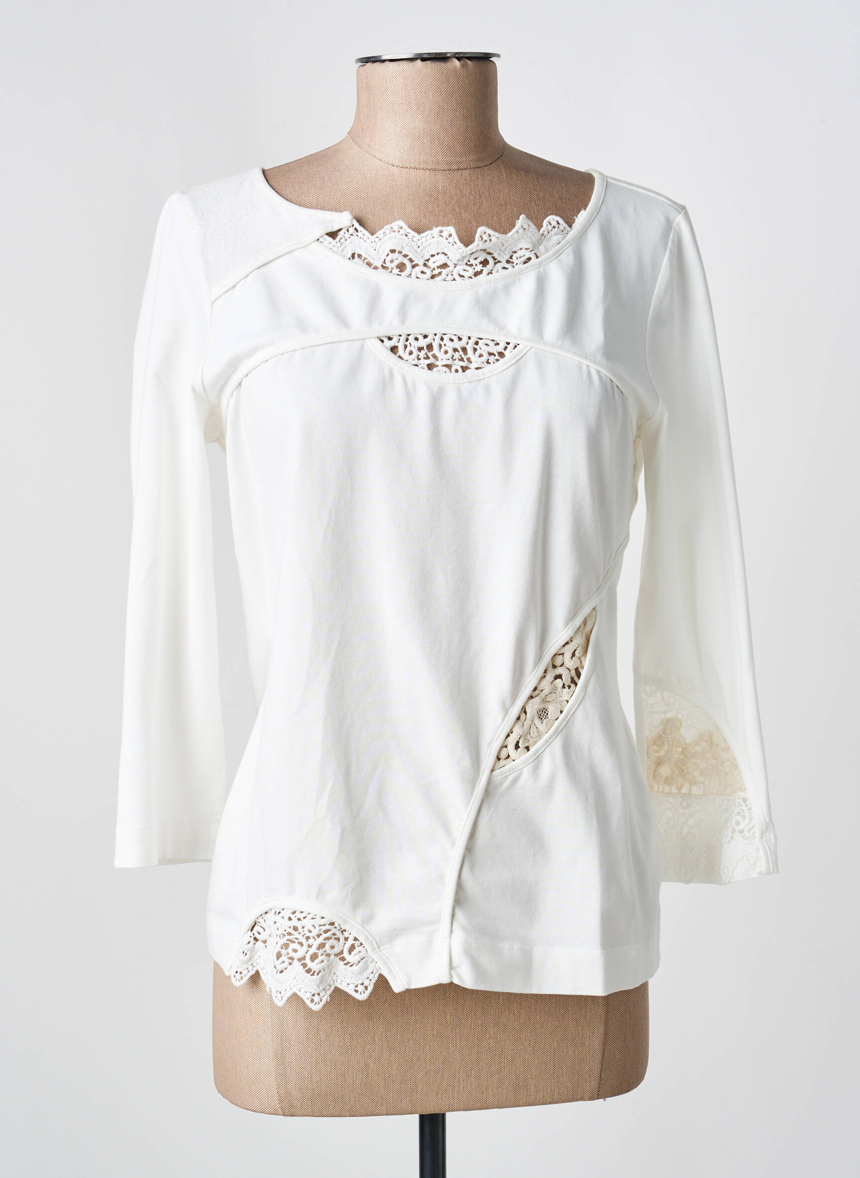 Tricou mâneci 3/4 mâneci 3/4 alb DANIELA DALLAVALLE femeie