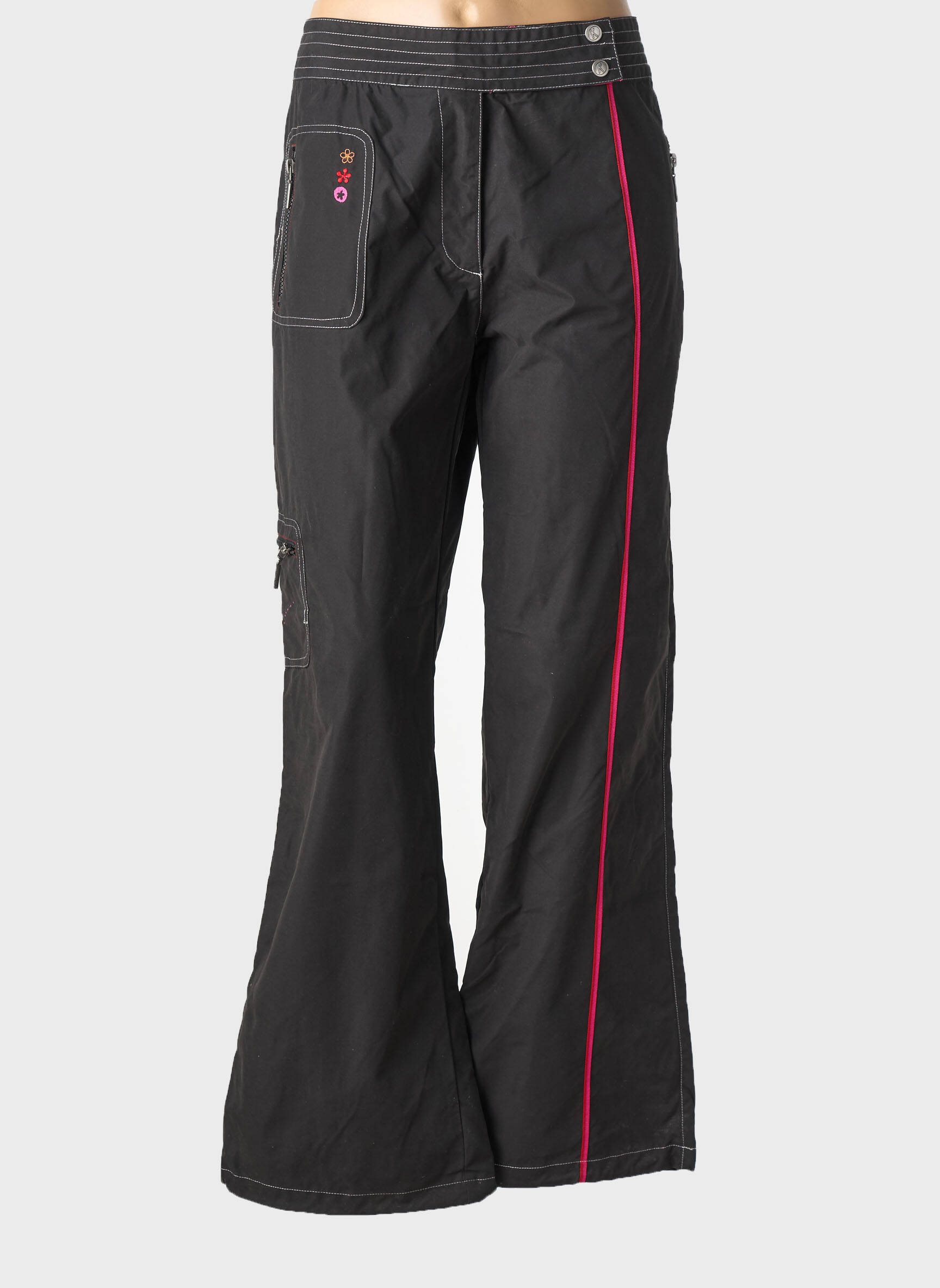 Pantalon drept țesătură poplin mărime normală negru KALAÏS femeie