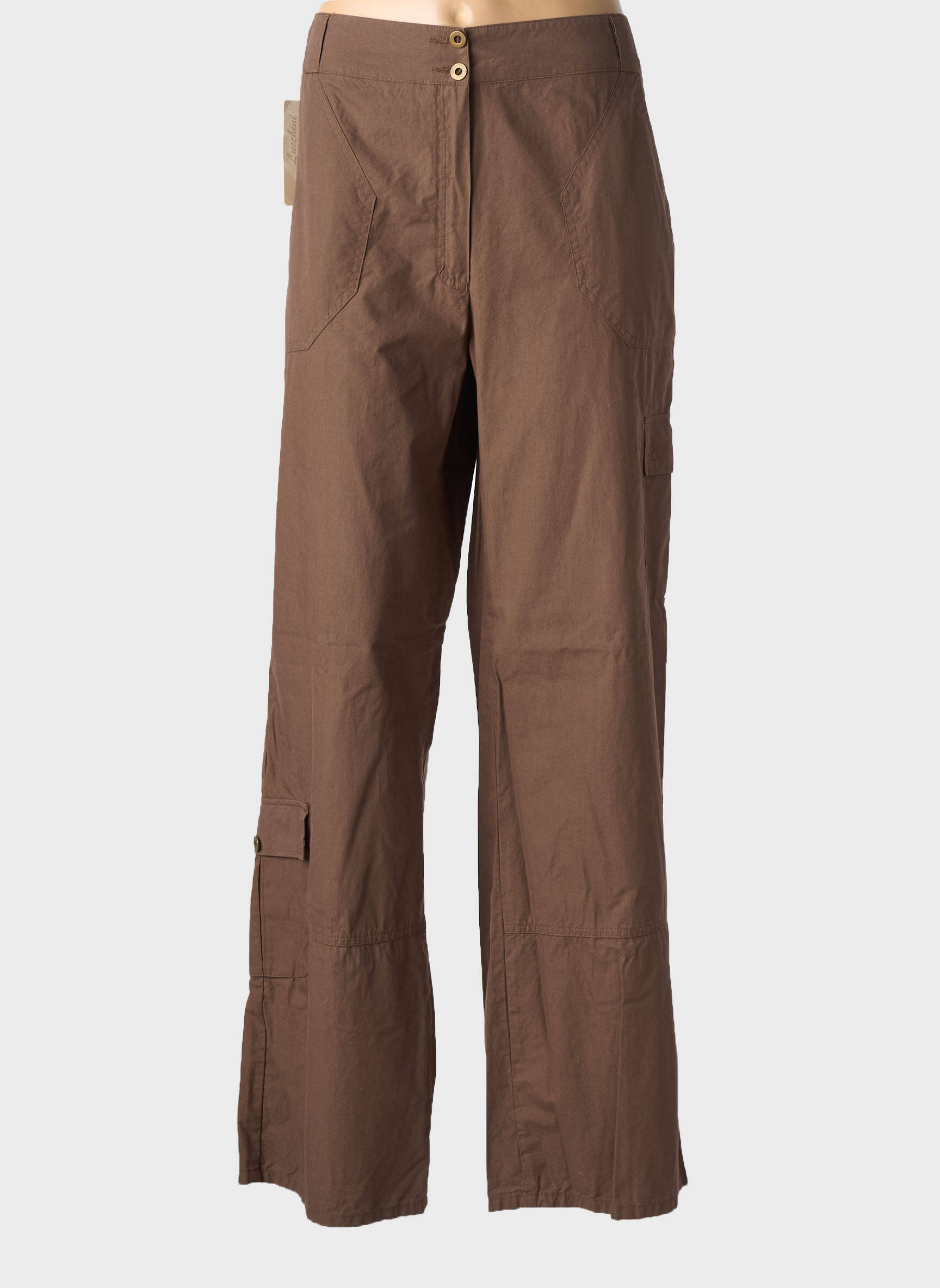 Pantalon larg țesătură poplin mărime normală maro LUCCHINI femeie