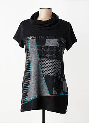 Top elasticitate mâneci scurte negru ATLANTA femeie
