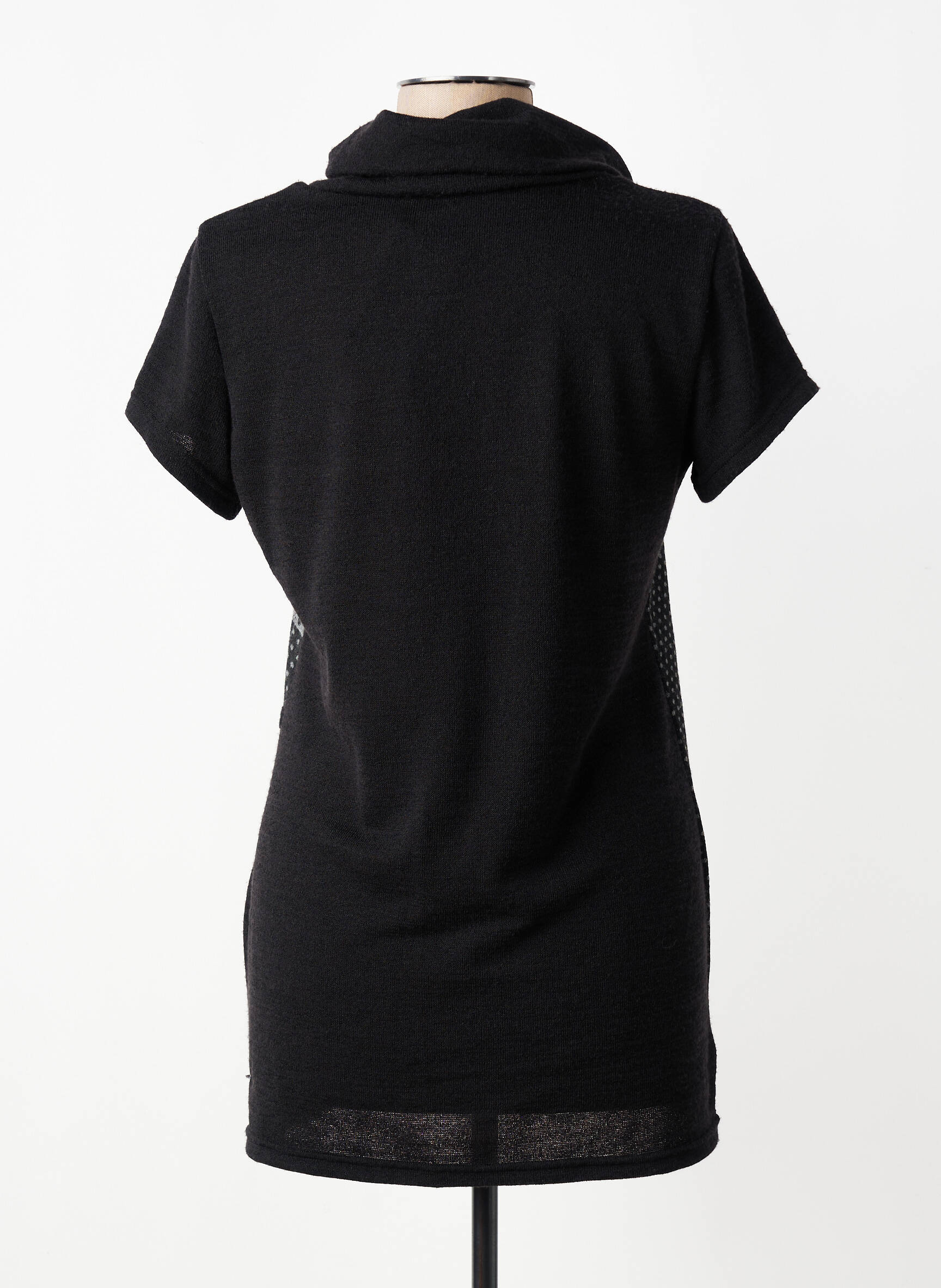 Top elasticitate mâneci scurte negru ATLANTA femeie