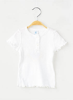Tricou croială cambrată mâneci scurte alb PETIT BATEAU fată