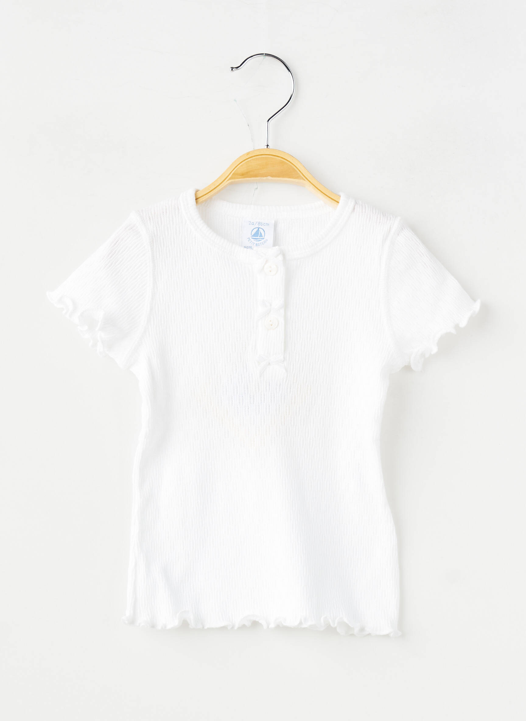Tricou croială cambrată mâneci scurte alb PETIT BATEAU fată