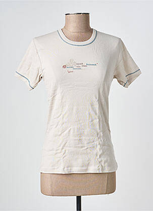 Tricou croială cambrată mâneci scurte bej PETIT BATEAU fată