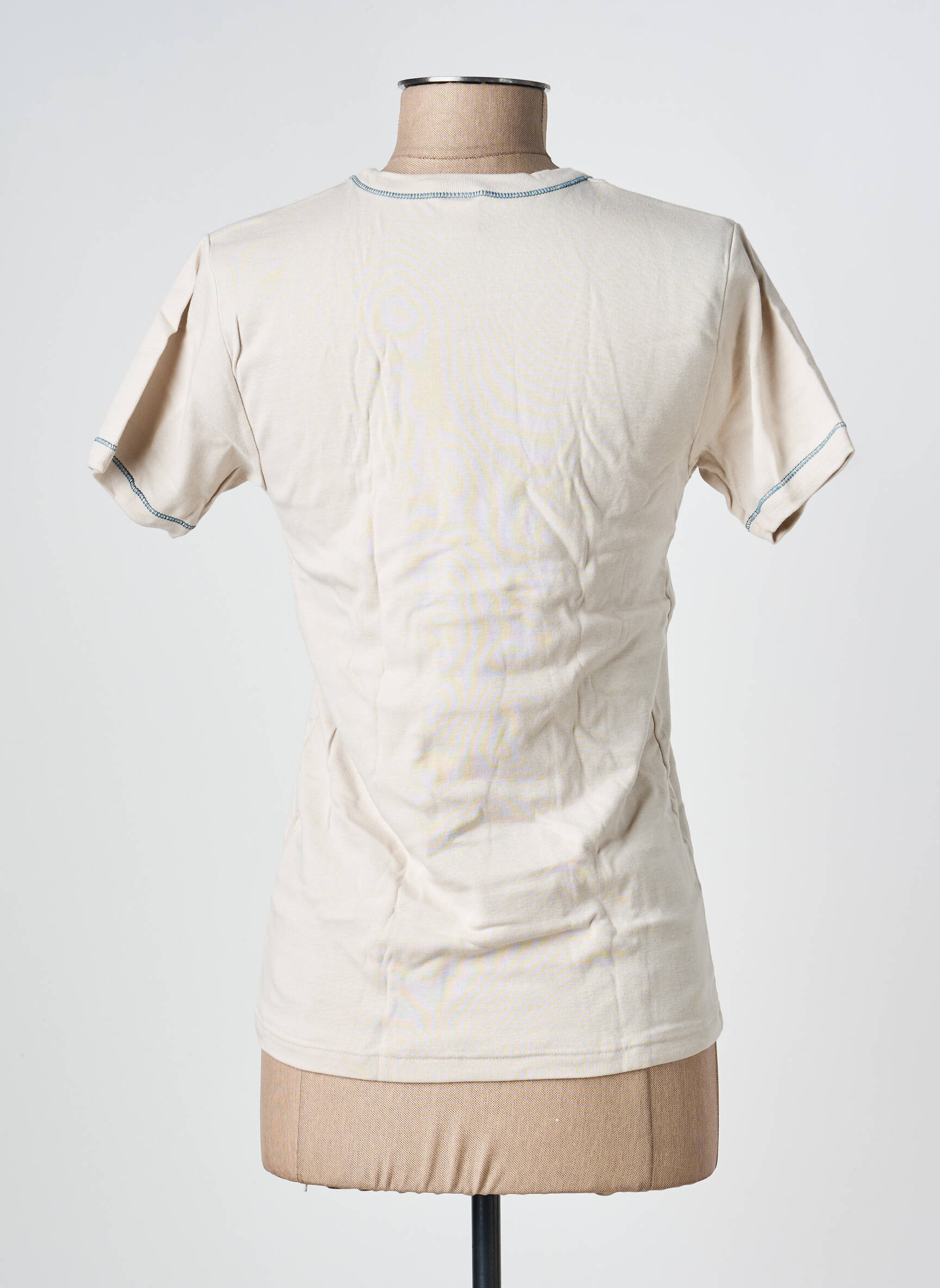 Tricou croială cambrată mâneci scurte bej PETIT BATEAU fată