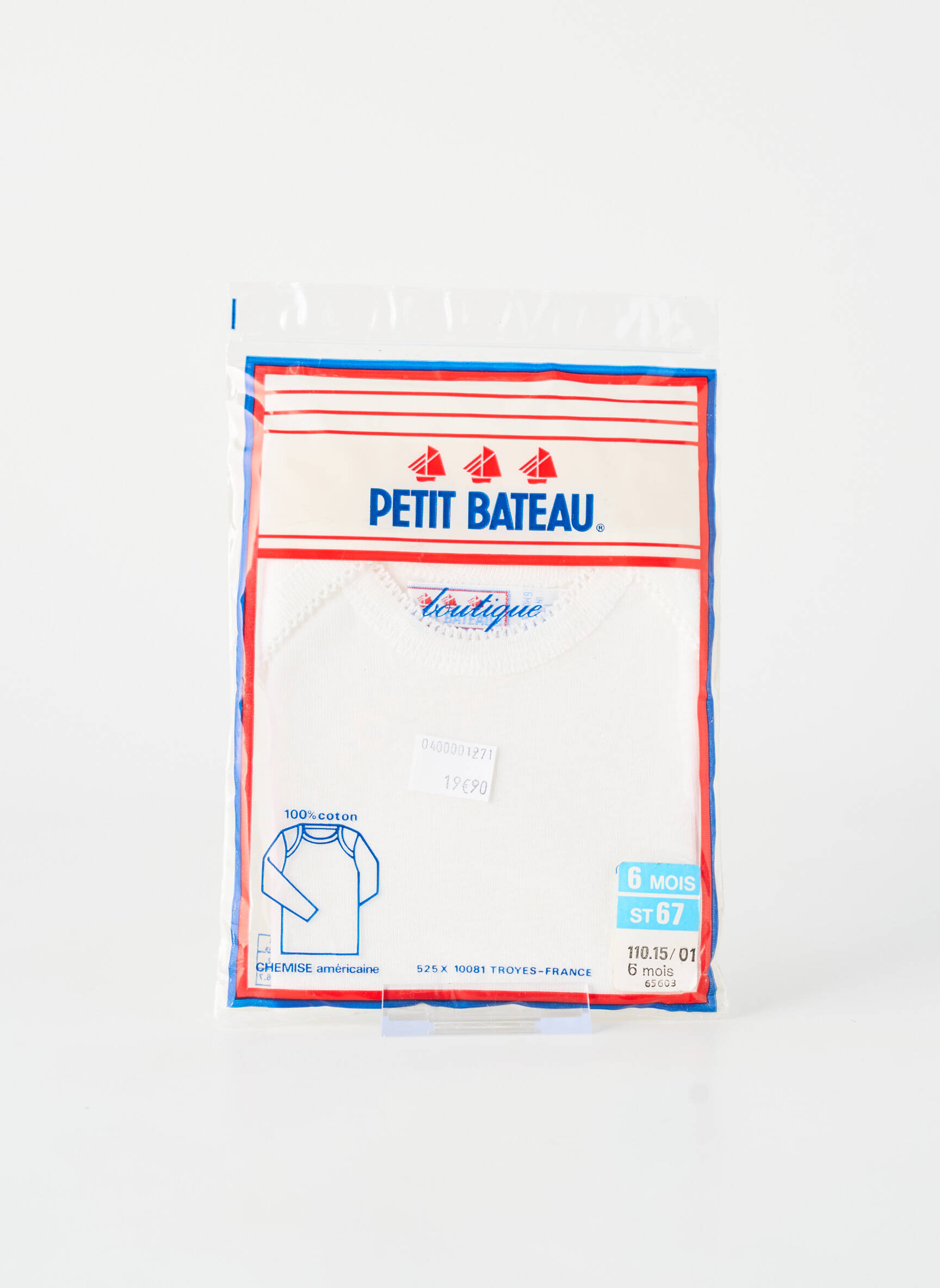 Tricou elasticitate mâneci lungi alb PETIT BATEAU fată