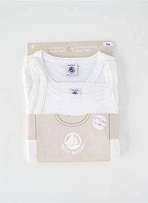 Tricou croială cambrată bretele subțiri alb PETIT BATEAU fată