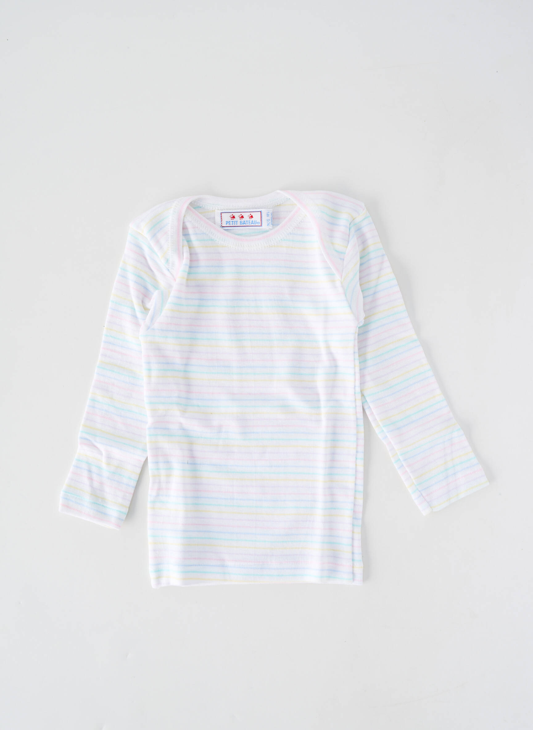Tricou croială cambrată mâneci lungi roz PETIT BATEAU fată