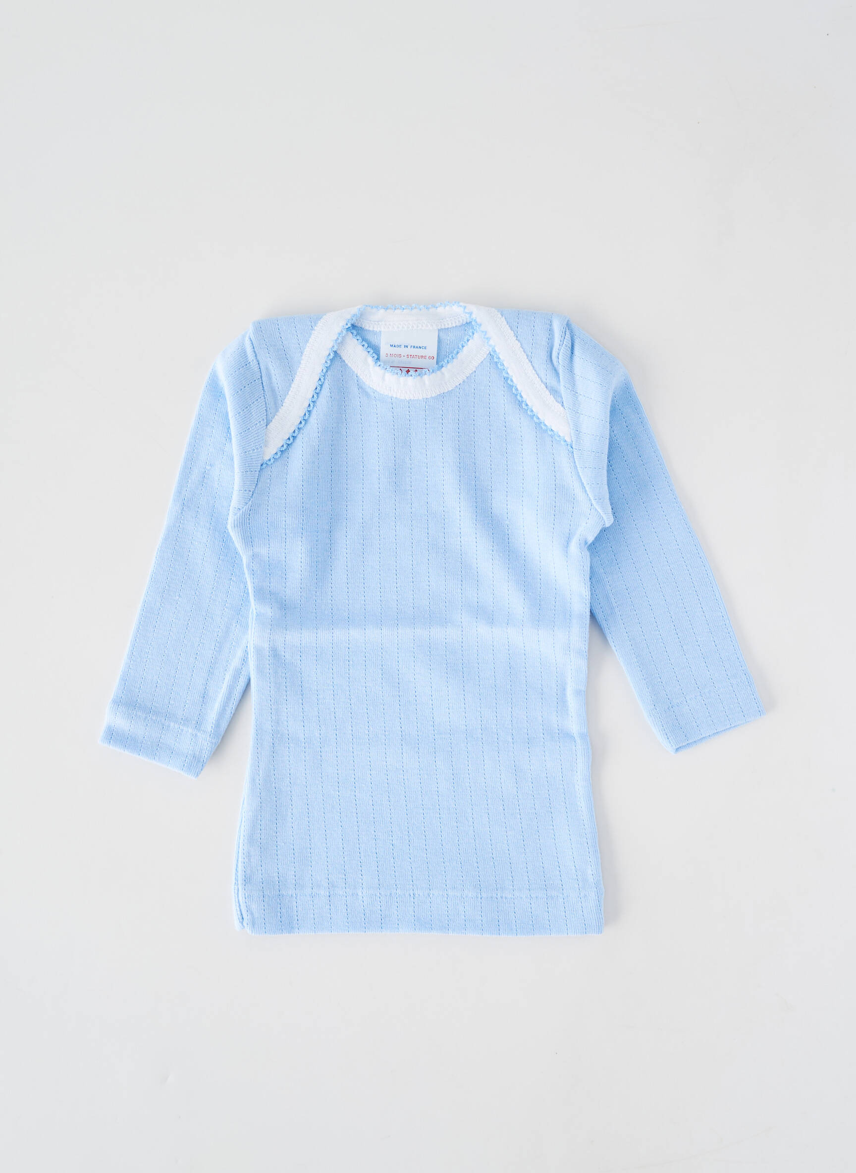Tricou croială cambrată mâneci lungi albastru PETIT BATEAU fată