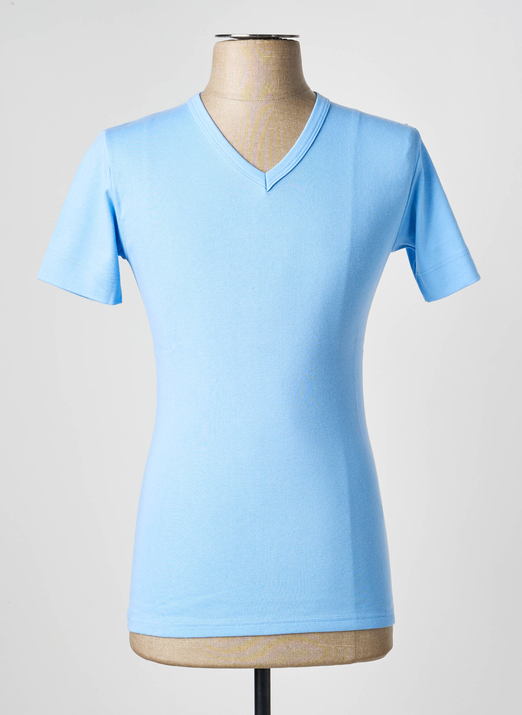 Tricou guler în v mâneci scurte albastru ARMOR LUX femeie