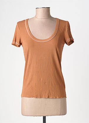 Tricou elasticitate mâneci scurte maro GRACE & MILA femeie