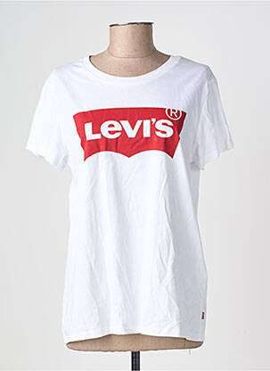 Tricou serigrafie flockată mâneci scurte alb LEVI'S femeie
