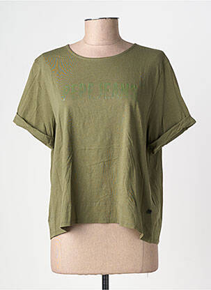 Tricou croială dreaptă mâneci scurte verde PEPE JEANS femeie