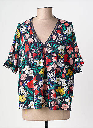 Bluză imprimeu floral mâneci scurte albastru MOLLY BRACKEN femeie