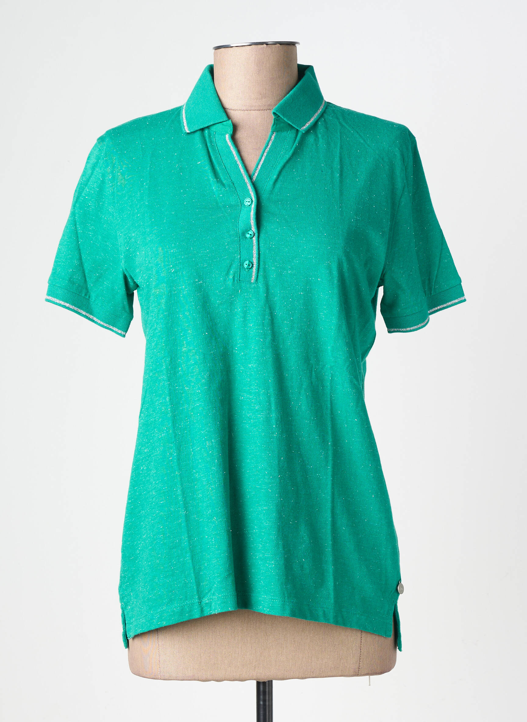 Polo elasticitate mâneci scurte verde TBS femeie