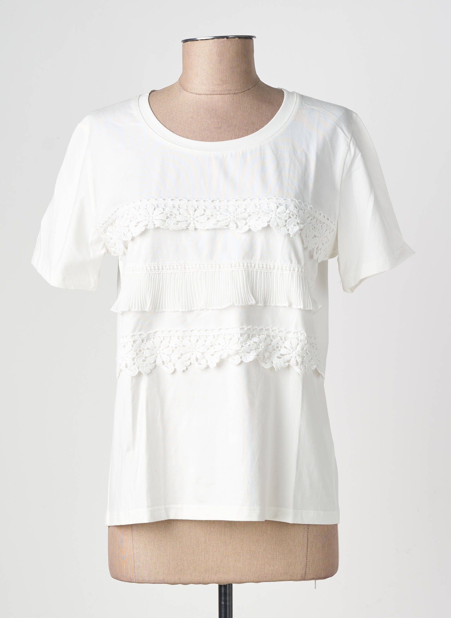 Tricou croială dreaptă mâneci scurte alb MOLLY BRACKEN femeie