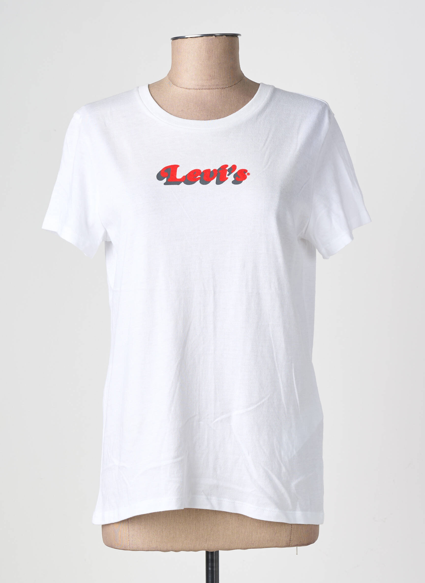 Tricou serigrafie flockată mâneci scurte alb LEVI'S femeie