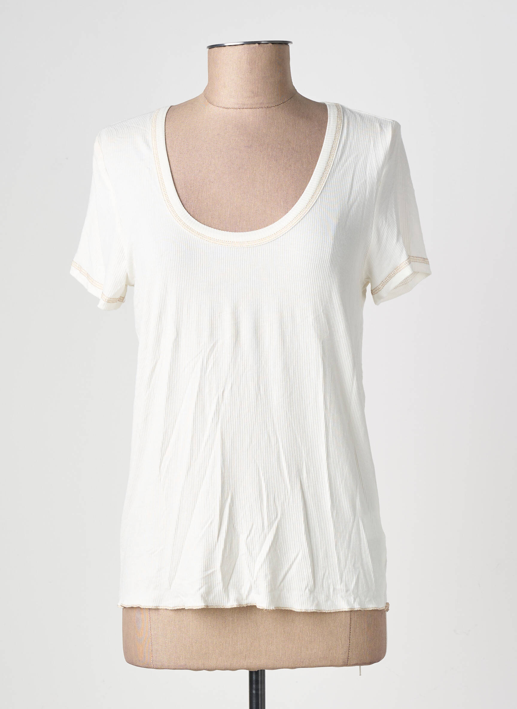 Tricou elasticitate mâneci scurte bej GRACE & MILA femeie