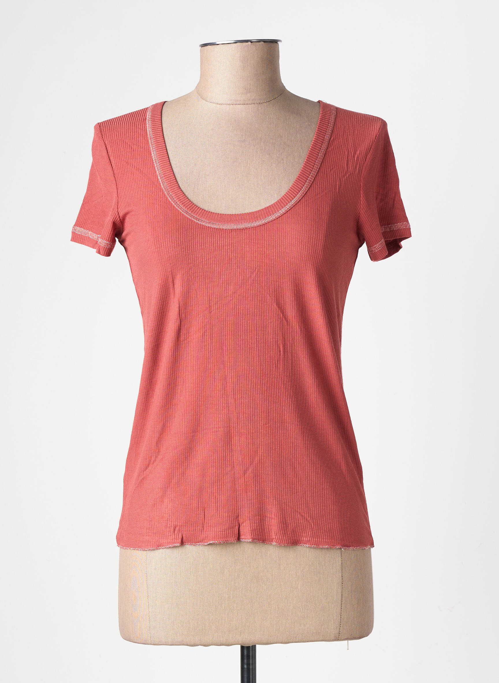 Tricou elasticitate mâneci scurte portocalie GRACE & MILA femeie