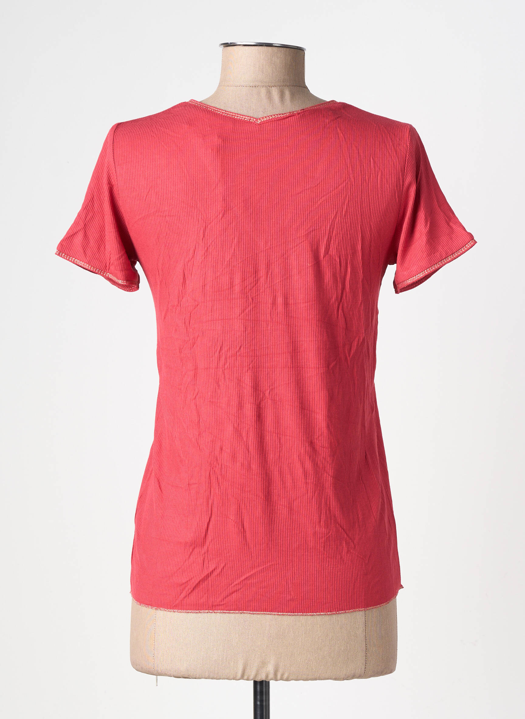 Tricou guler în v mâneci scurte roșu GRACE & MILA femeie