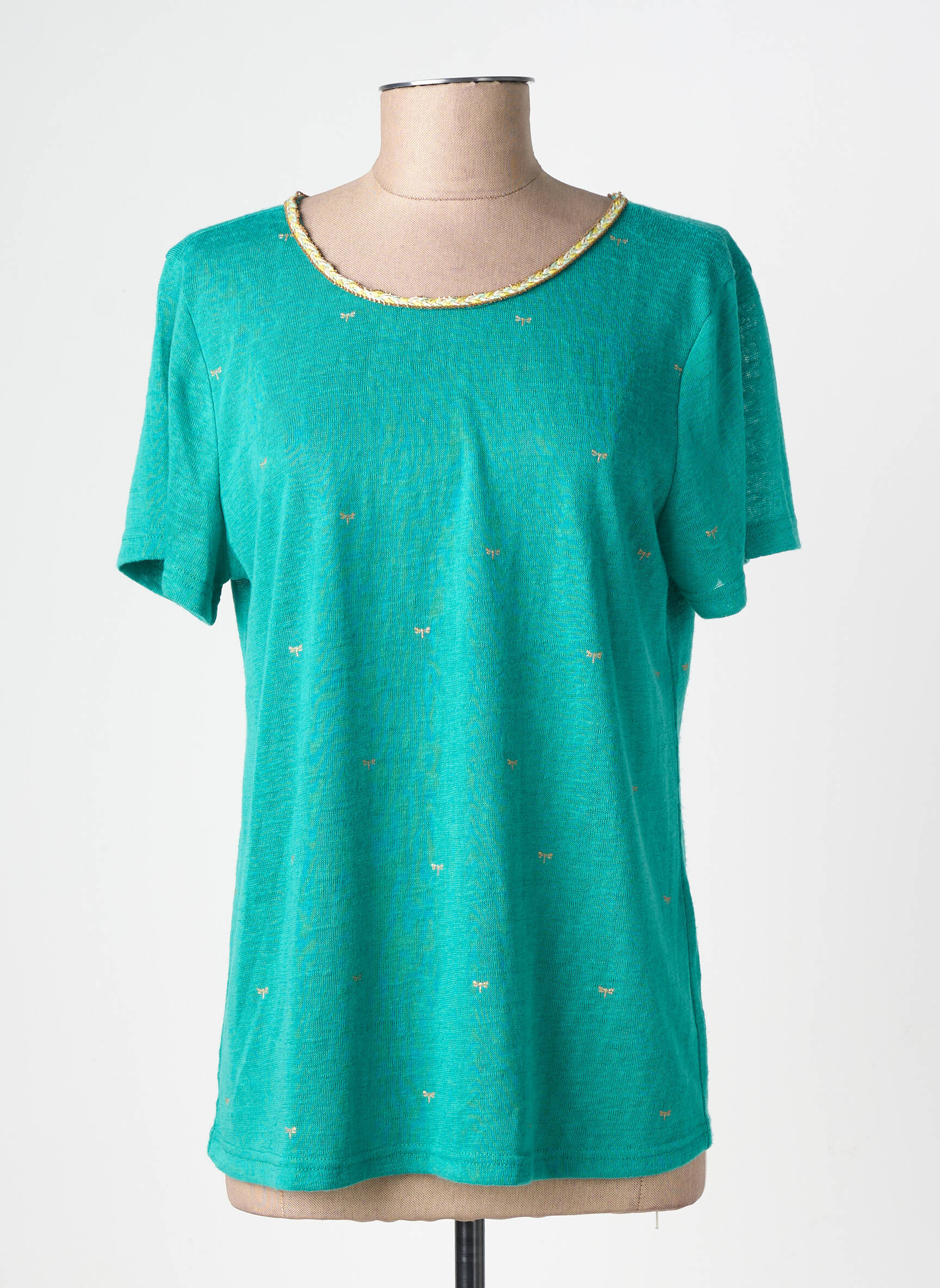 Tricou serigrafie mâneci scurte verde GRACE & MILA femeie