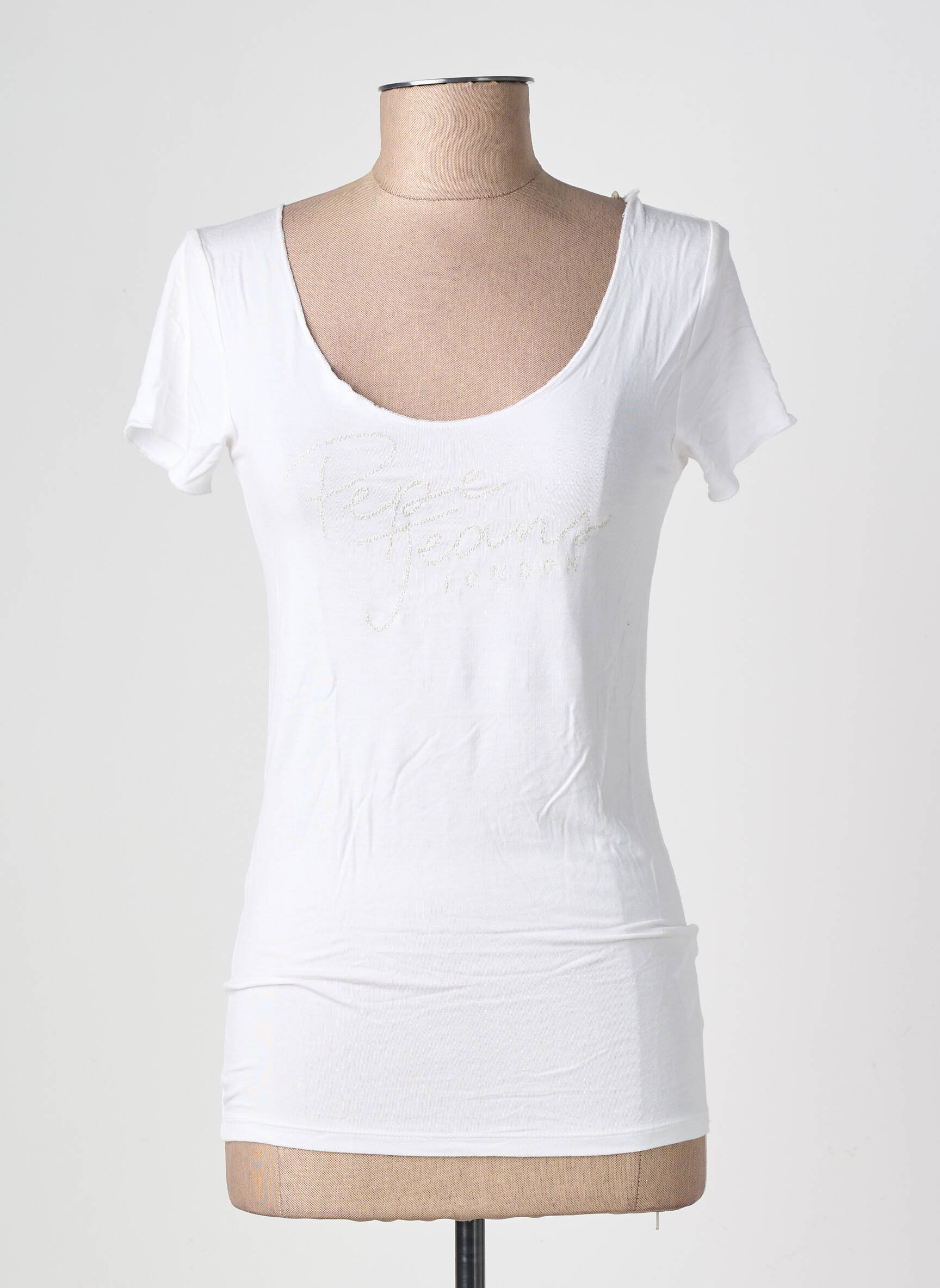 Tricou elasticitate mâneci scurte alb PEPE JEANS femeie