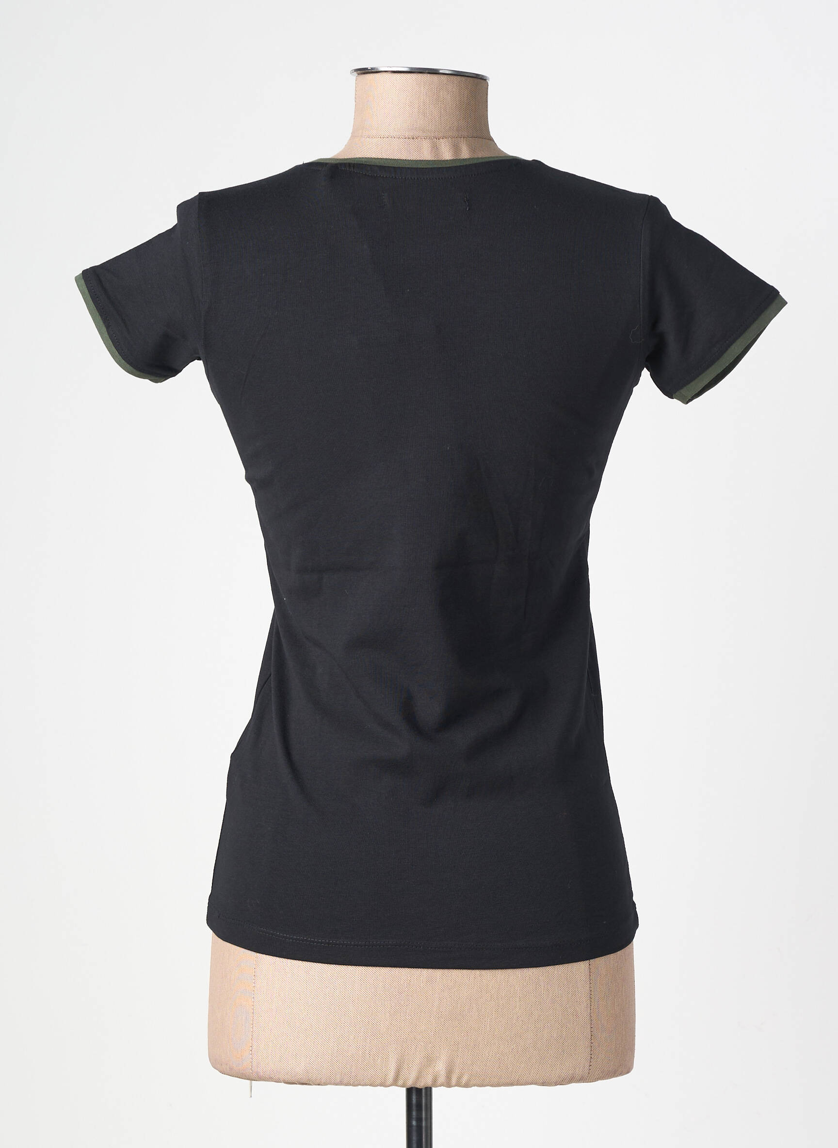 Tricou serigrafie flockată mâneci scurte negru LOIS femeie