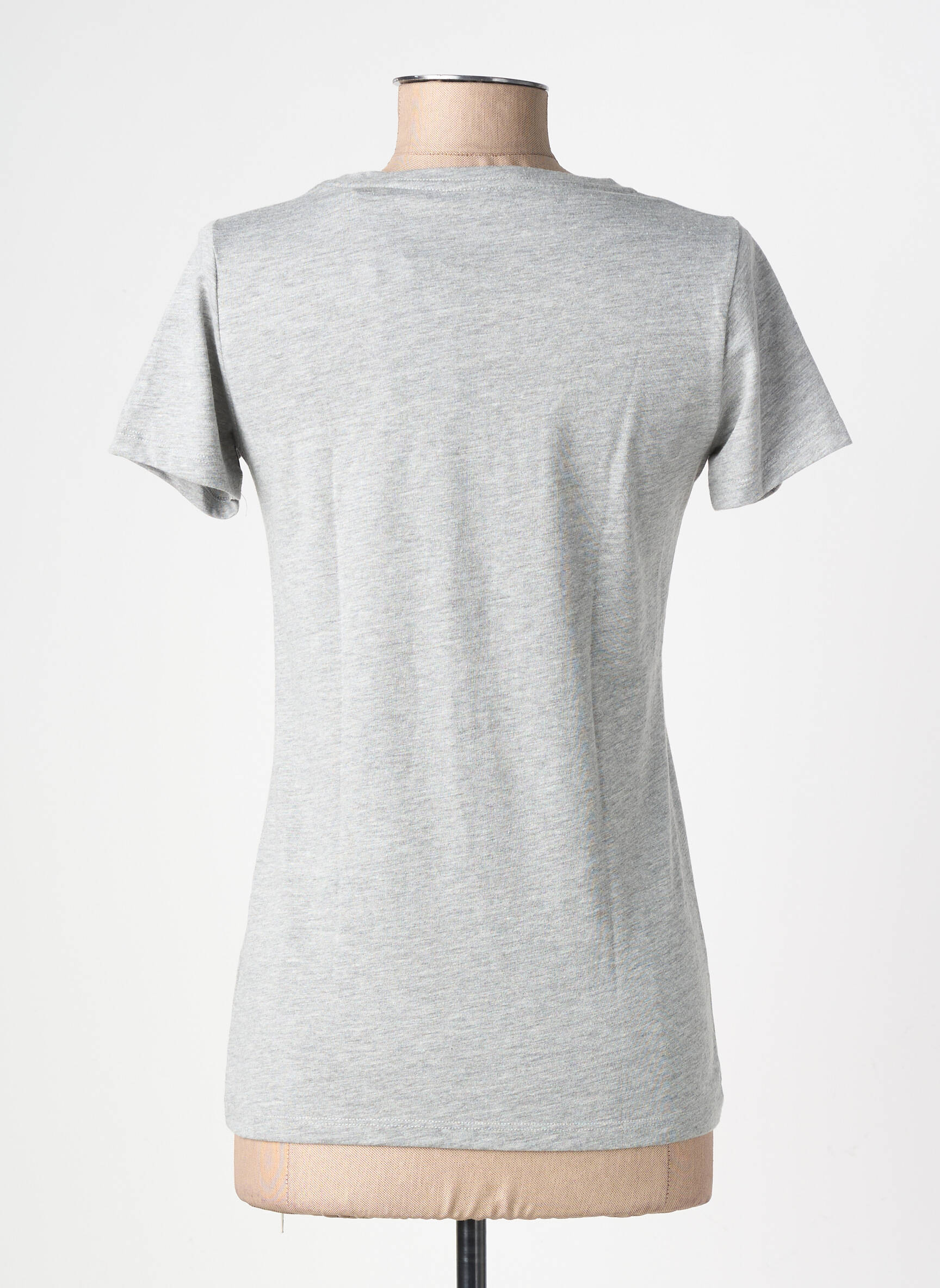 Tricou serigrafie flockată mâneci scurte gri PEPE JEANS femeie