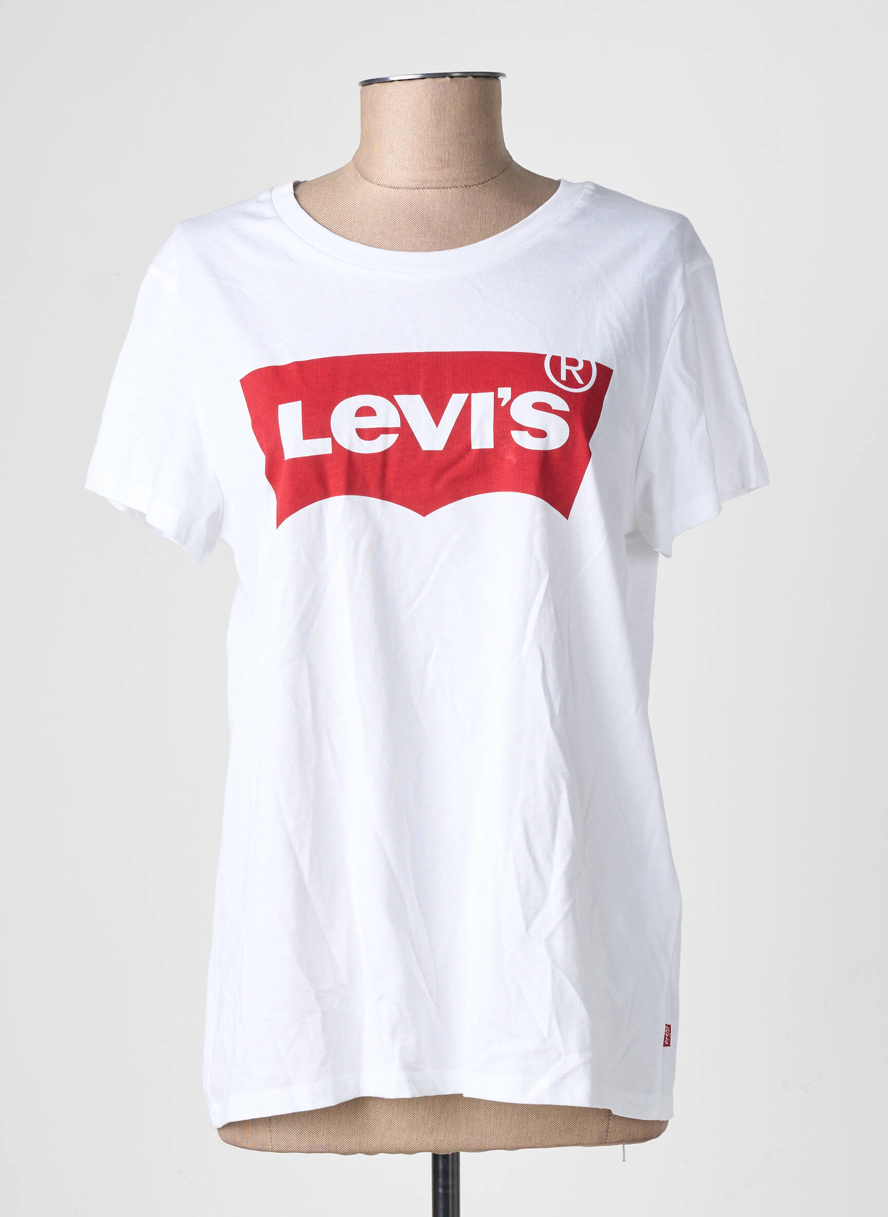 Tricou serigrafie flockată mâneci scurte alb LEVI'S femeie