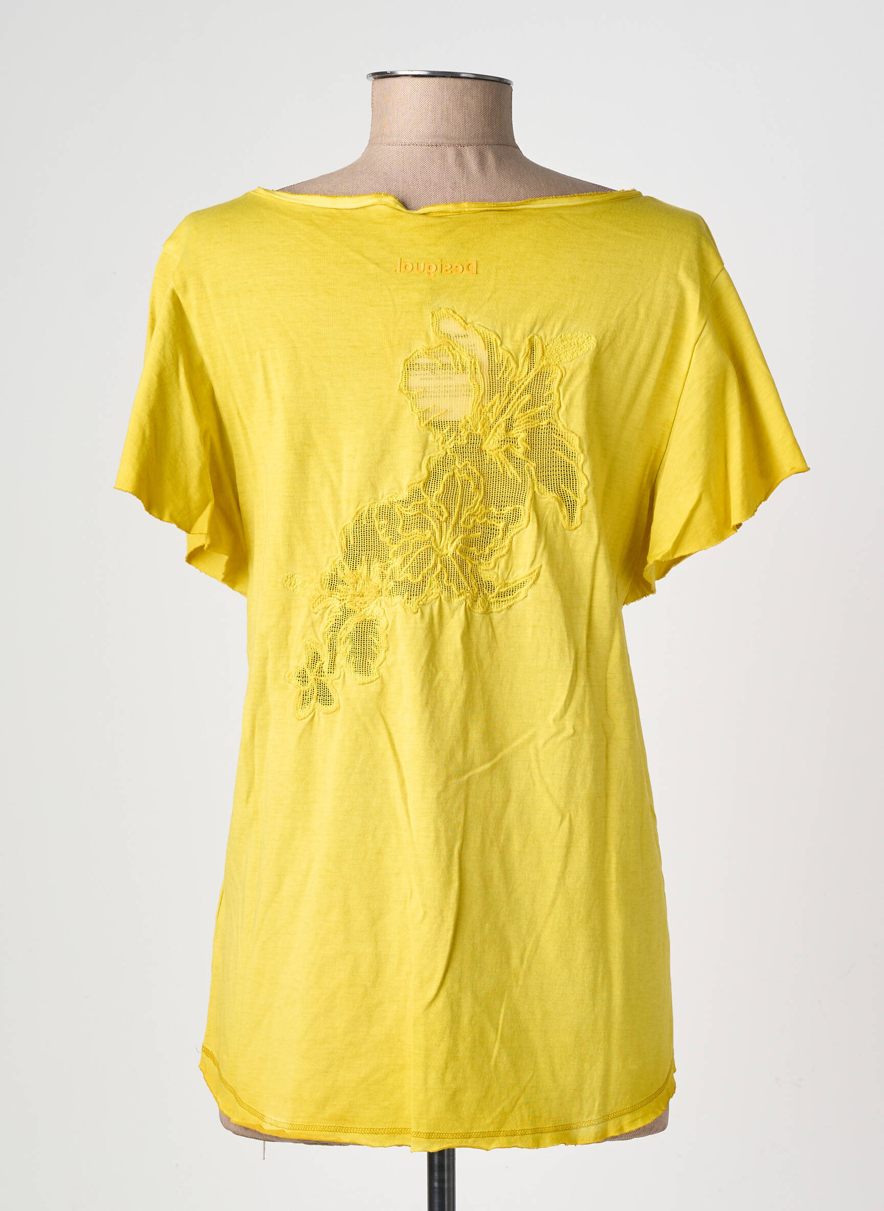 Tricou elasticitate mâneci scurte galben DESIGUAL femeie