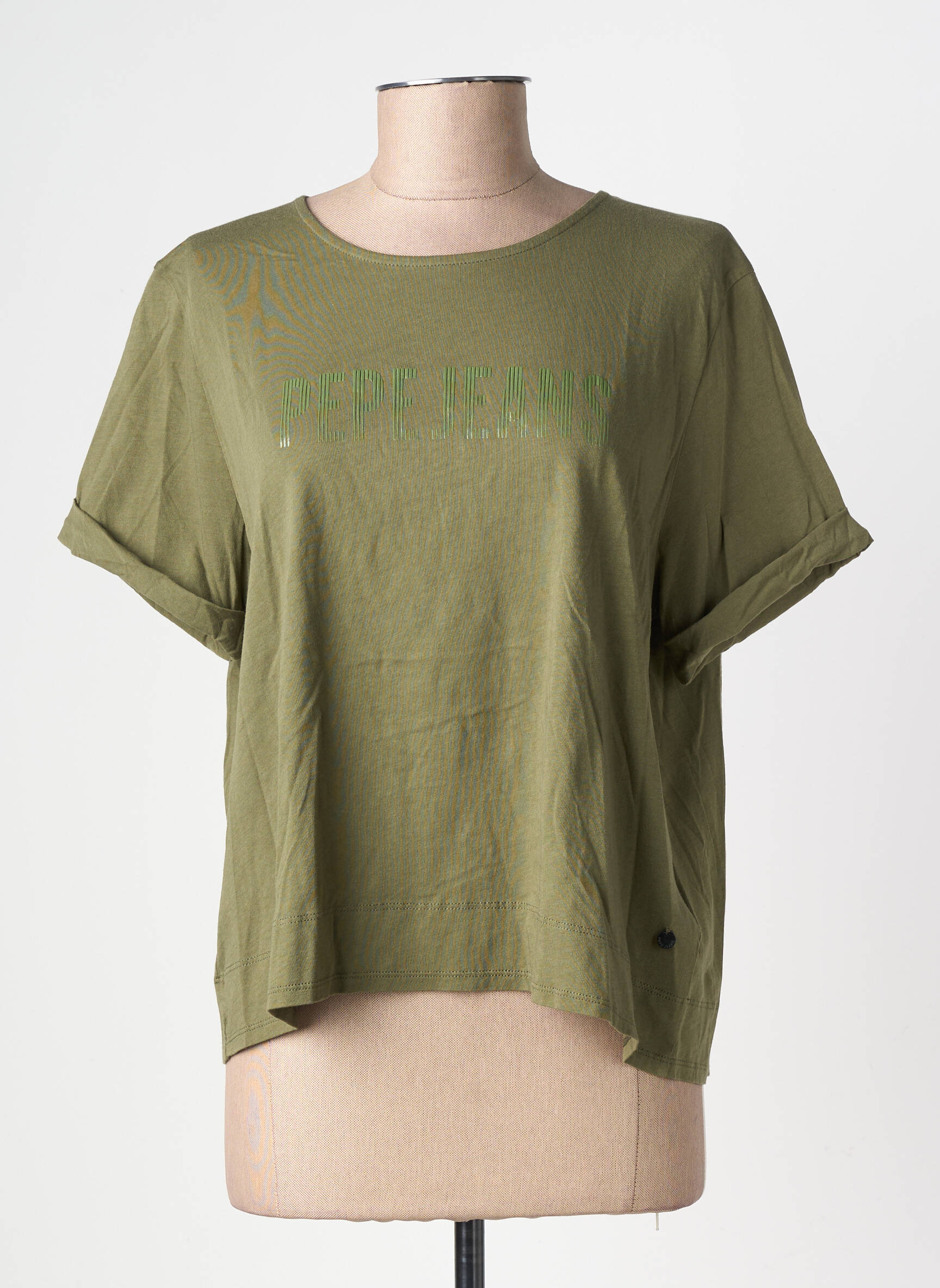 Tricou croială dreaptă mâneci scurte verde PEPE JEANS femeie