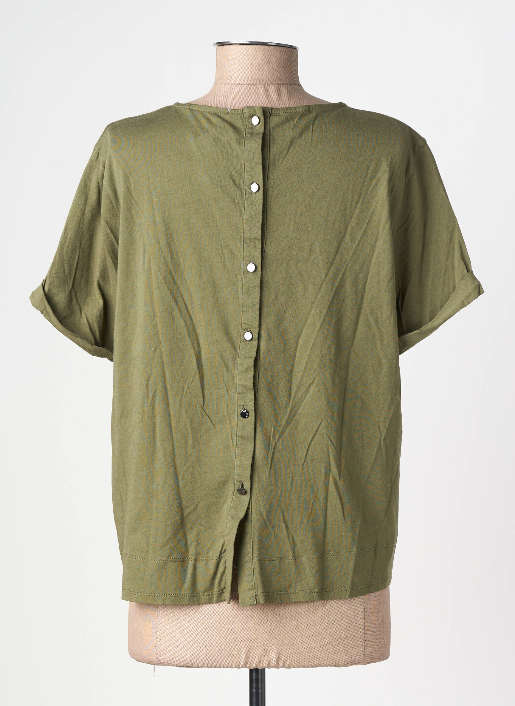 Tricou croială dreaptă mâneci scurte verde PEPE JEANS femeie