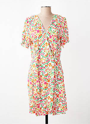 Rochie midi imprimeu floral mâneci scurte alb LA PETITE ETOILE femeie
