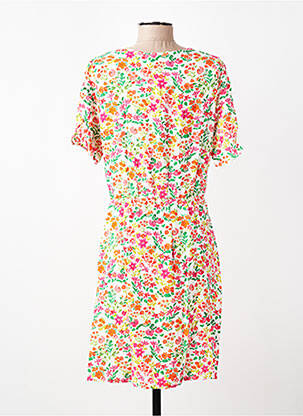Rochie midi imprimeu floral mâneci scurte alb LA PETITE ETOILE femeie