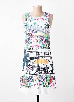 Rochie midi fără mâneci fără mâneci alb DESIGUAL femeie
