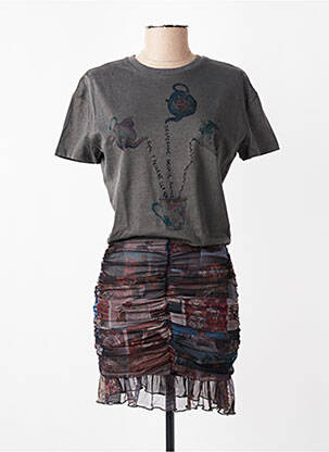 Rochie scurtă mâneci scurte mâneci scurte gri DESIGUAL femeie