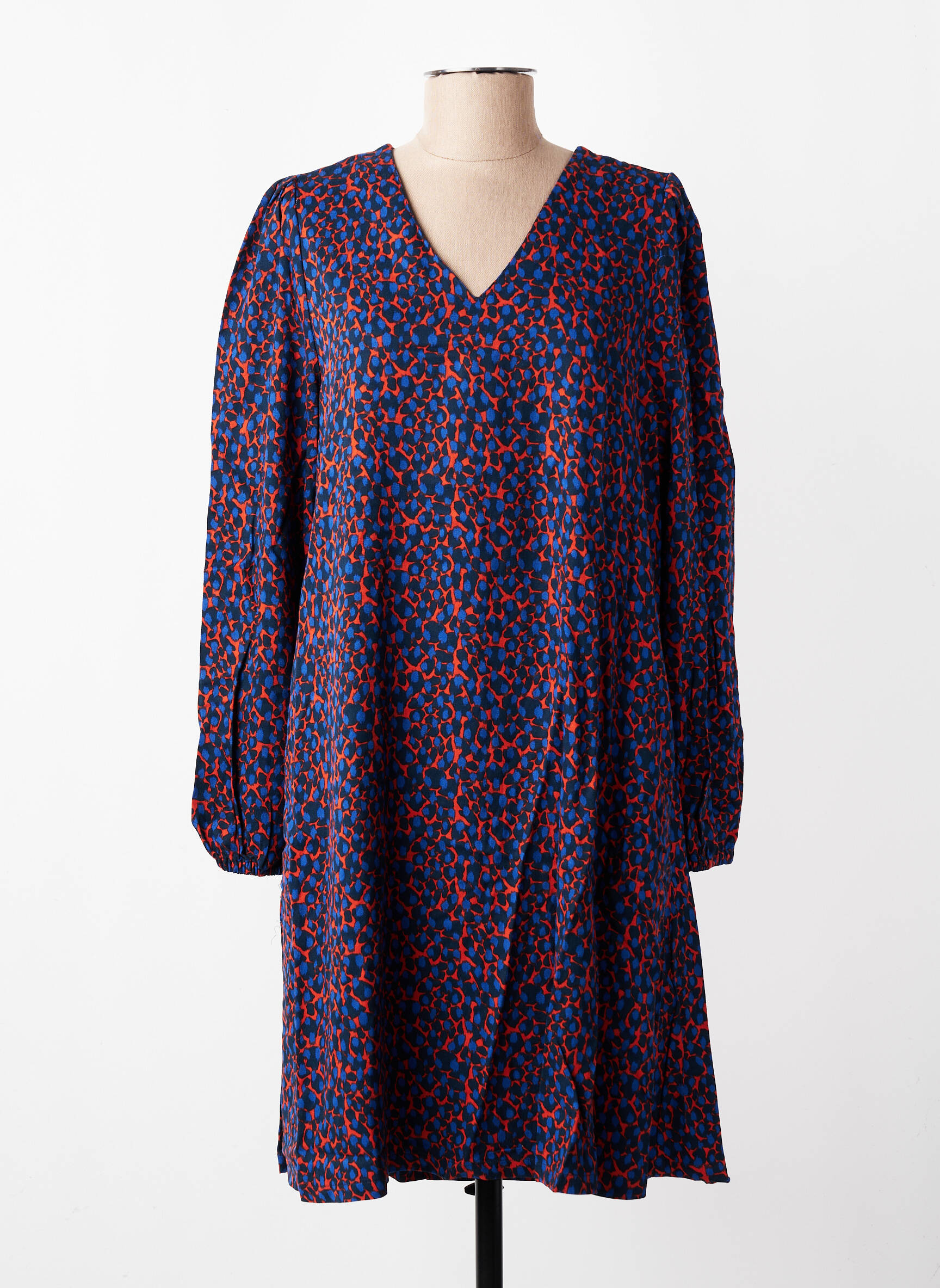 Rochie midi imprimeu fantezie mâneci lungi albastru ESPRIT DE LA MER femeie