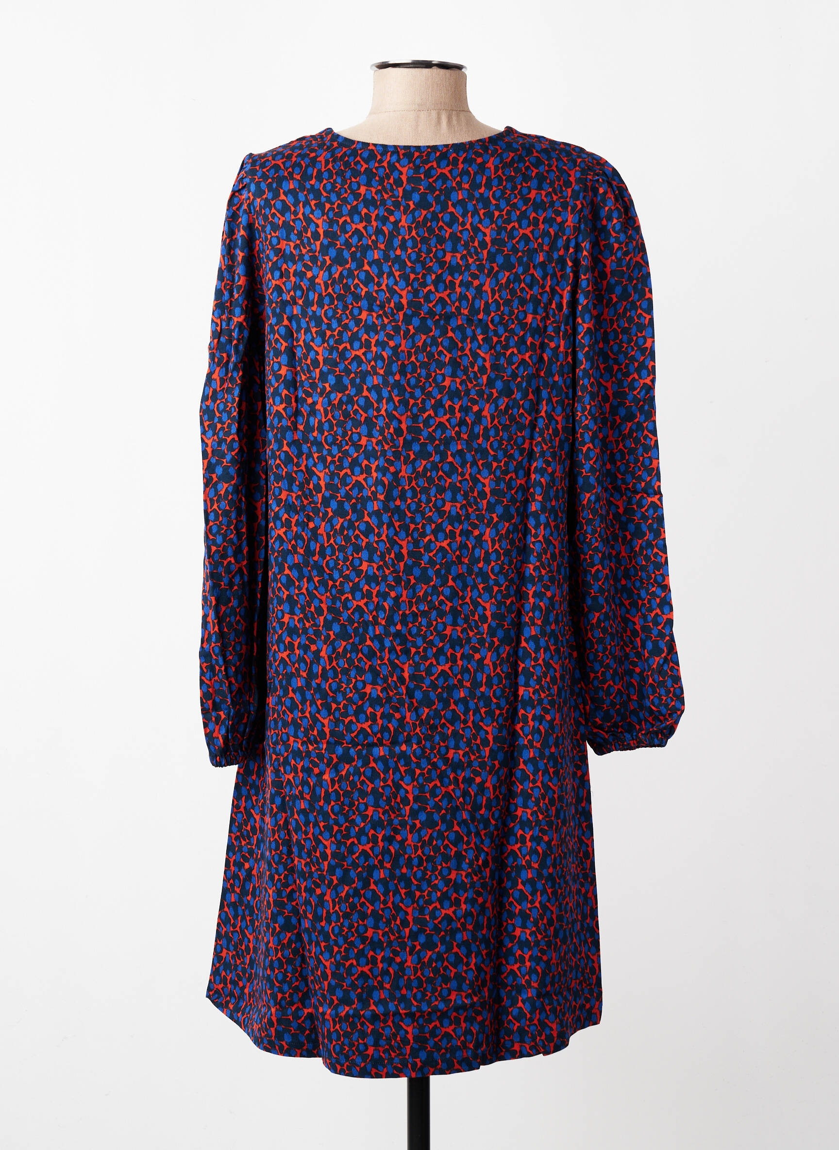 Rochie midi imprimeu fantezie mâneci lungi albastru ESPRIT DE LA MER femeie