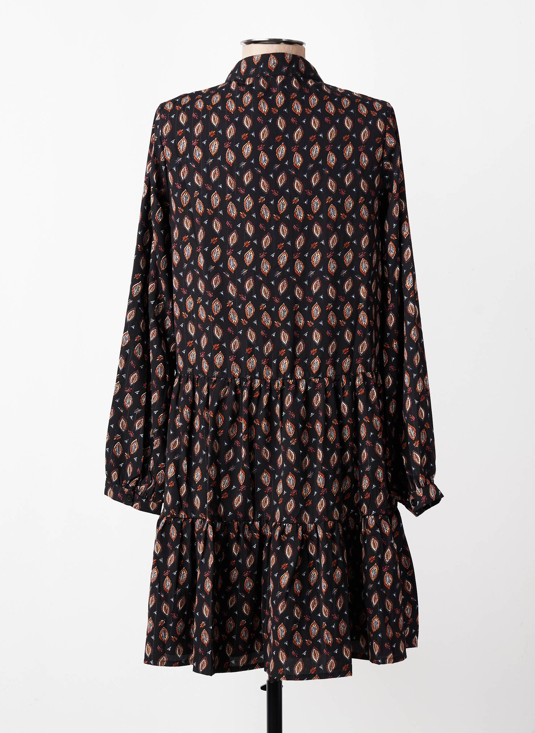 Rochie midi imprimeu fantezie mâneci lungi negru MOLLY BRACKEN femeie