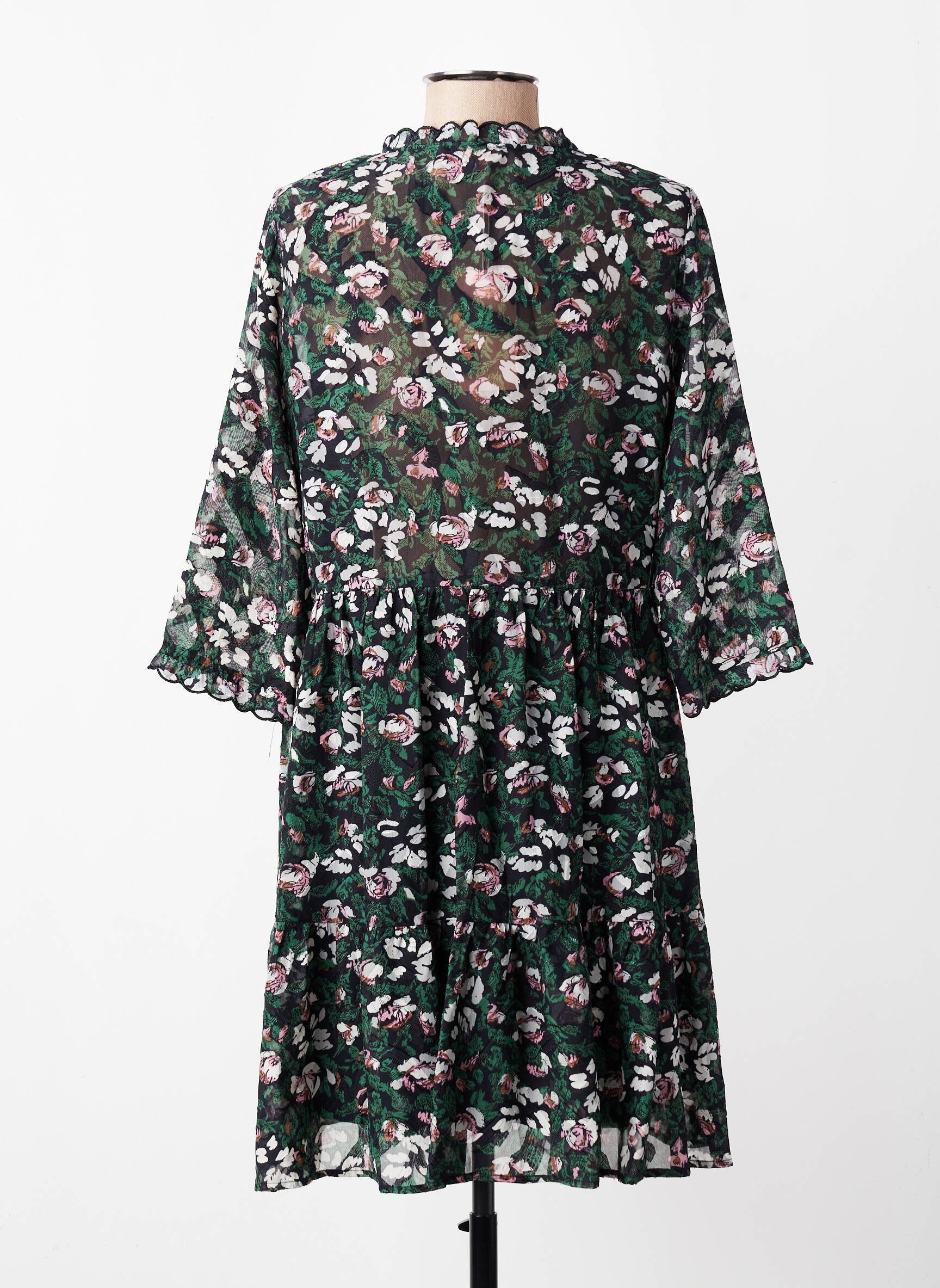 Rochie scurtă mâneci 3/4 mâneci 3/4 verde GRACE & MILA femeie