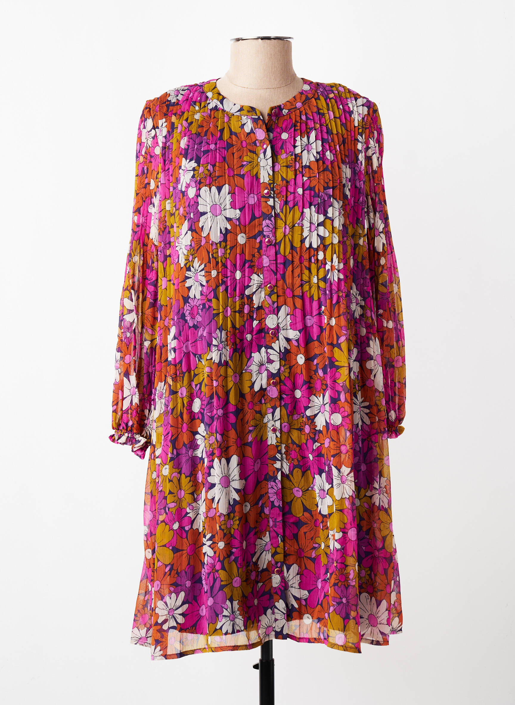 Rochie midi imprimeu floral mâneci lungi violet LA PETITE ETOILE femeie