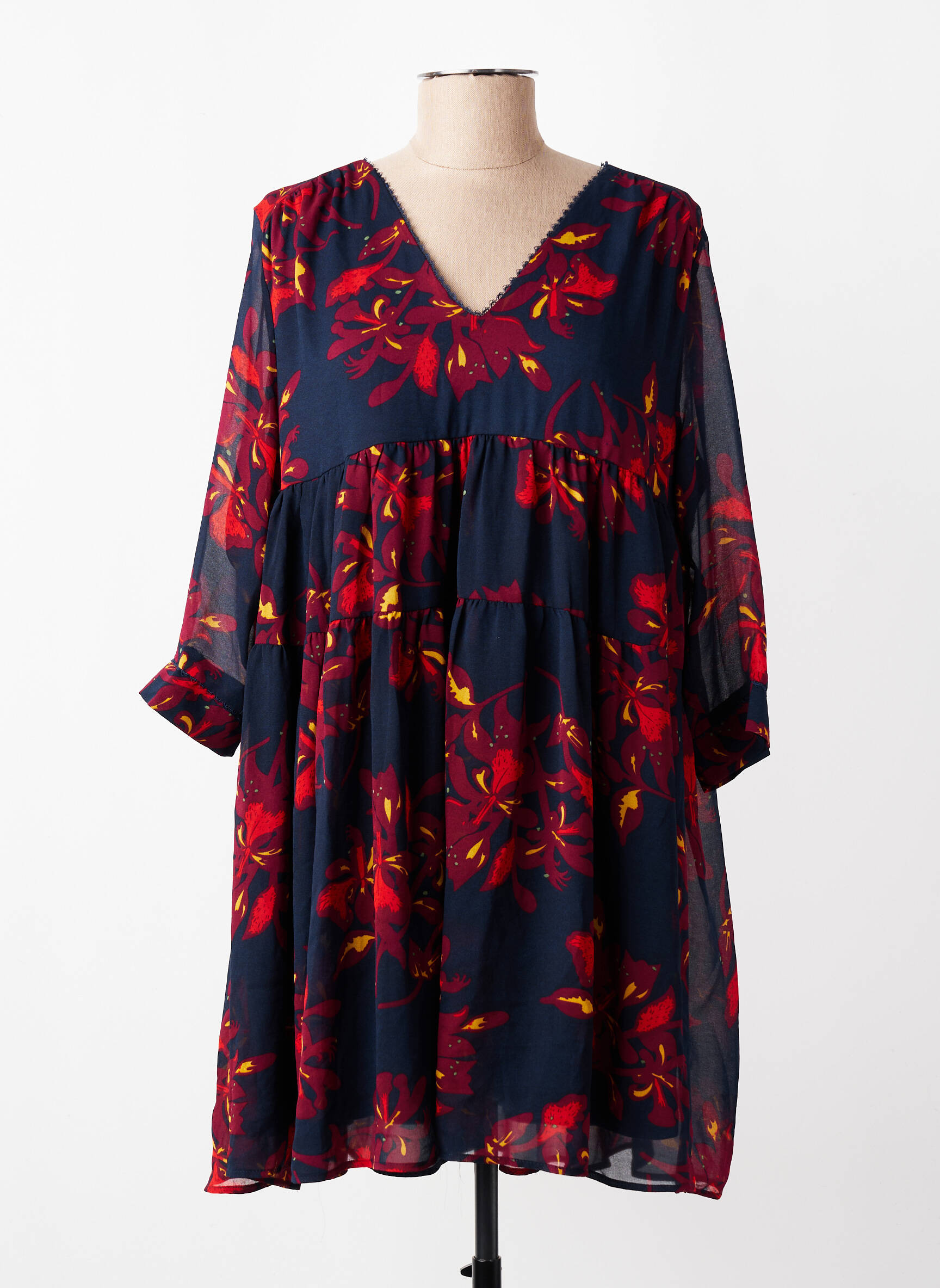 Rochie scurtă mâneci lungi mâneci lungi albastru GRACE & MILA femeie