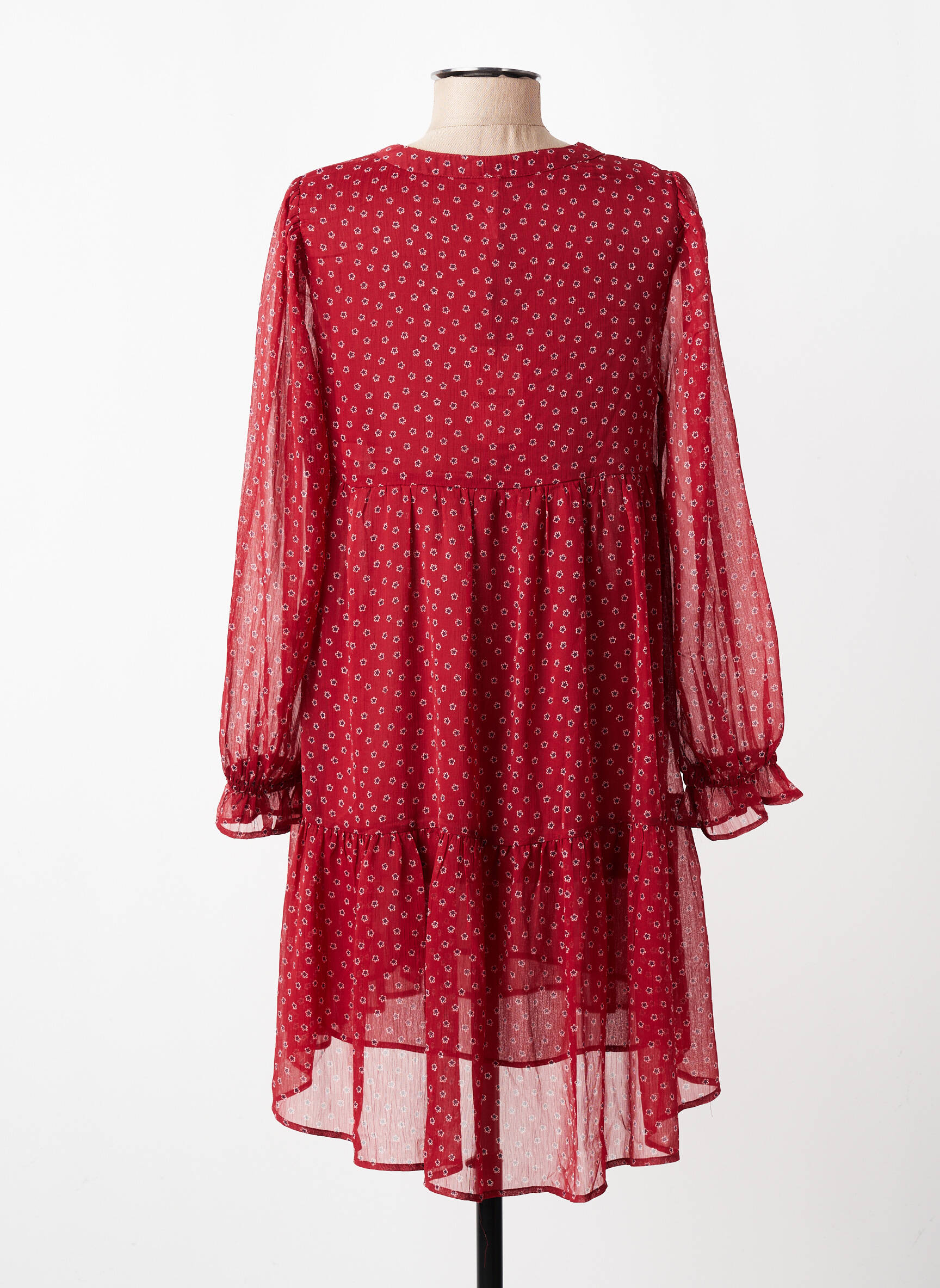 Rochie midi imprimeu fantezie mâneci lungi roșu PEPE JEANS femeie