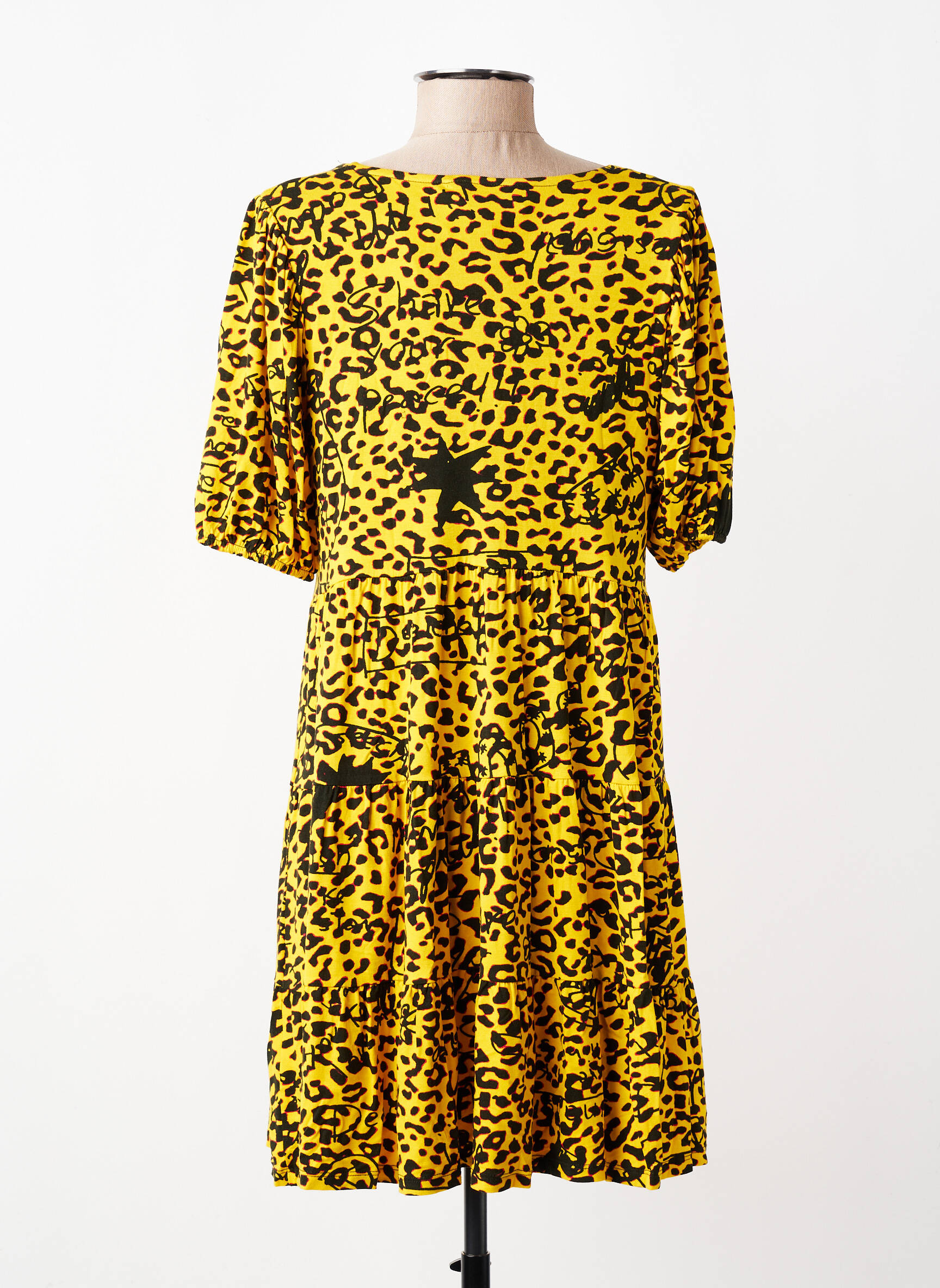 Rochie scurtă mâneci scurte mâneci scurte galben DESIGUAL femeie