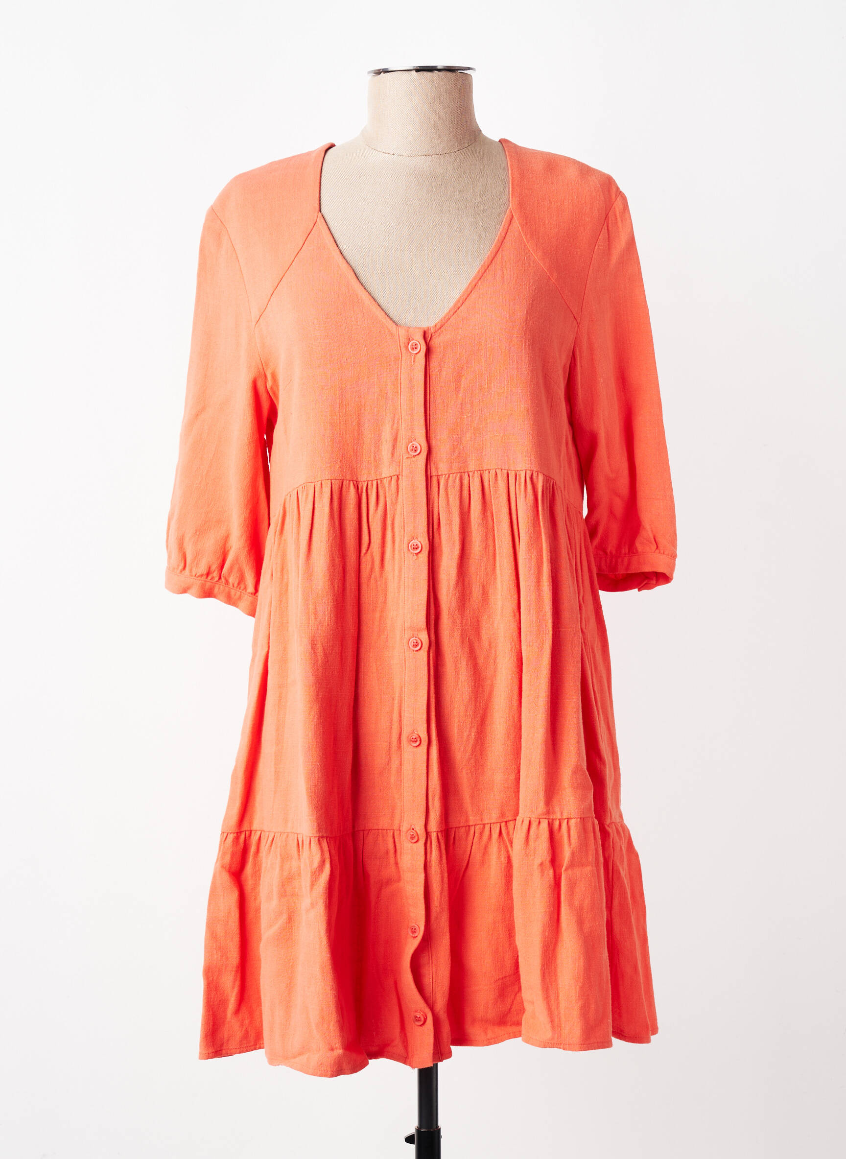 Rochie scurtă mâneci scurte mâneci scurte portocalie RUE MAZARINE femeie