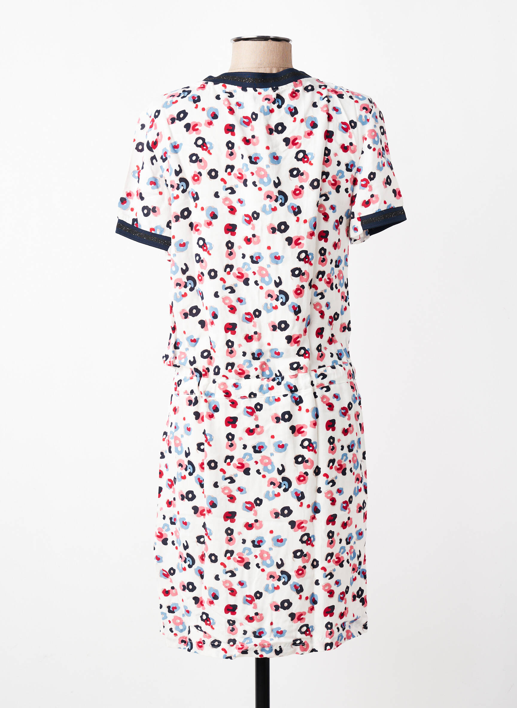 Rochie midi imprimeu fantezie mâneci scurte alb ESPRIT DE LA MER femeie