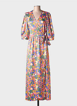 Rochie lungă țesătură poplin mâneci scurte roz LA PETITE ETOILE femeie